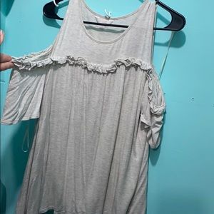 Lauren Conrad off the shoulder ruffle top